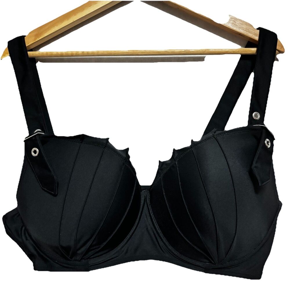 Hot Topic Black Grommet Buckle Swim Top Plus Size 1 NWT